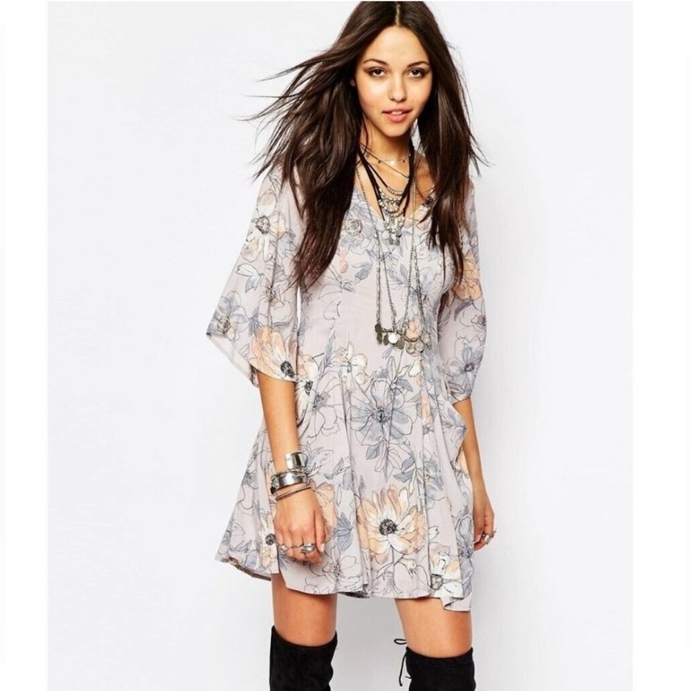 Free People Eyes On You Purple Floral Mini Dress NWT